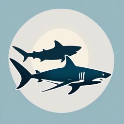 Shark Sticker - A sleek shark cruising through the ocean. ,vector color sticker art,minimal