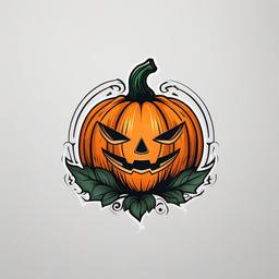 Pumpkin Tattoo - Tattoo featuring a pumpkin design, a classic Halloween symbol.  simple color tattoo,minimalist,white background