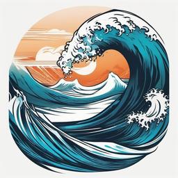 Big Wave Tattoos - Make a bold statement with a big and impactful wave-themed tattoo.  simple vector color tattoo,minimal,white background