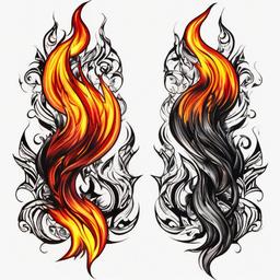 fire x tattoo  simple color tattoo,white background