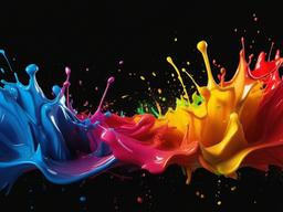 Rainbow Paint Splash Black Background  