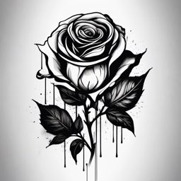 Wilted black rose with heart ink. Love in decay.  minimalist black white tattoo style