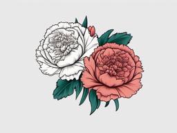 Carnation Tattoo Collarbone,Enhancement of the collarbone area with a stylish carnation tattoo, feminine and visually appealing.  simple color tattoo,minimal vector art,white background