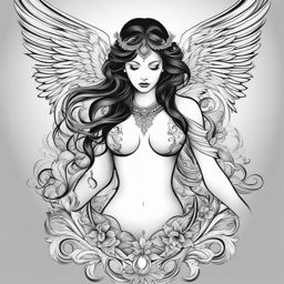 angel tattoo black and white design 