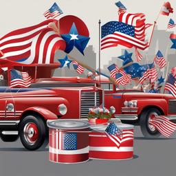 Memorial Day clipart - parade with floats honoring veterans  