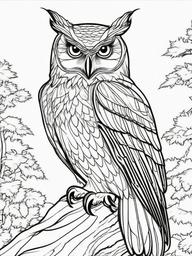 Owl Coloring Pages - Owl standing proudly with a wise expression  simple coloring pages