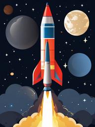 Science clipart - rocket launching into space  