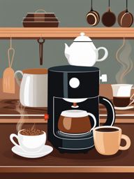 coffee clipart: brewing a fragrant cup in a cozy kitchen. 