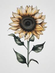sunflower semicolon tattoo  simple color tattoo, minimal, white background