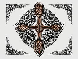celtic cross memorial tattoo  simple color tattoo,minimal,white background
