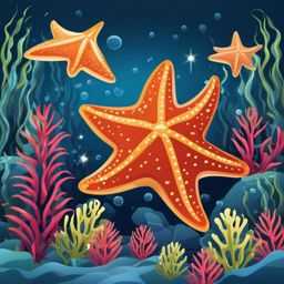 Star Fish Clipart,Illustrating an underwater adventure with star fish clipart  simple, 2d flat