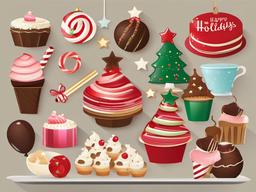 Happy Holidays clipart - holiday treats and sweets on a table  