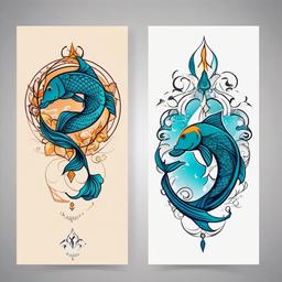 aquarius and pisces tattoo  simple vector color tattoo