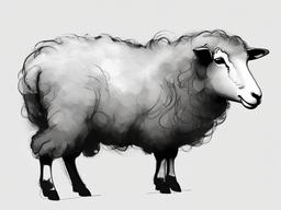 sketch of a sheep  minimal rough sketch scribbles,doodles,black and white