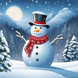 snowman clipart in a snowy wonderland - embodying the charm of winter. 