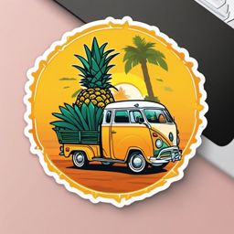 Pineapple Express Sticker - Tropical transport, ,vector color sticker art,minimal