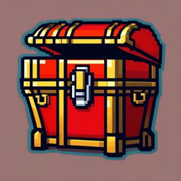 Pixel art treasure chest sticker- Retro gaming loot, , sticker vector art, minimalist design