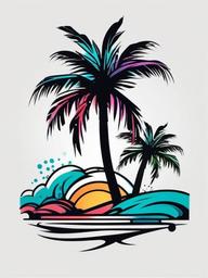 beach palm tree tattoo  simple vector color tattoo