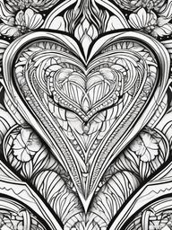 Heart and Diamond Coloring Pages - Elegant Hearts Paired with Diamonds  minimal black outline printable sheet, coloring page