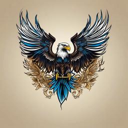 eagle skeleton tattoo  simple vector color tattoo