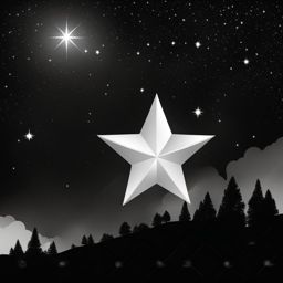 star clipart black and white - shining in a clear night sky. 