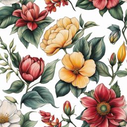 December birth month flower tattoo, Tattoos representing the birth flower for the month of December. colors, tattoo patterns, clean white background