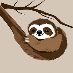 Sleep clipart - sloth hanging from a branch fast asleep  color,minimalist,vector clipart