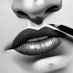 pencil sketch of lips  minimal rough sketch scribbles,doodles,black and white