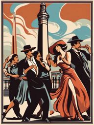 Buenos Aires clipart - Obelisco and Tango dancers in Argentina,  color vector clipart