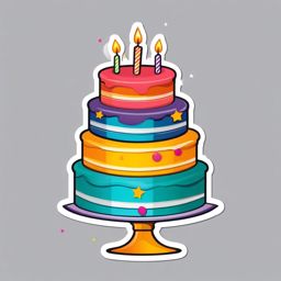 Birthday Cake Sticker - Celebration delight, ,vector color sticker art,minimal