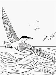 Tern Coloring Pages - Seaside Bird with Sharp Dive  minimal black outline printable sheet, coloring page