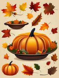 November clipart - festive decorations for Thanksgiving  