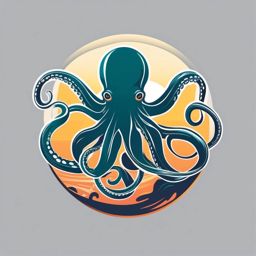 Octopus Oasis  minimalist design, white background, professional color logo vector art