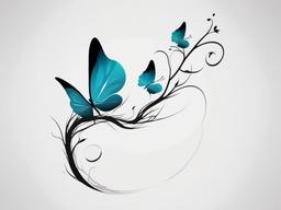 caterpillar and butterfly tattoo  simple color tattoo, minimal, white background