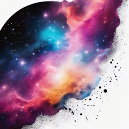 Nebula Tattoo - A vibrant nebula tattoo creating new stars  few color tattoo design, simple line art, design clean white background