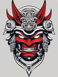 kabuto samurai mask tattoo  simple color tattoo,white background,minimal