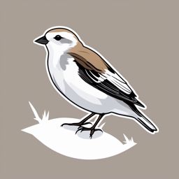 Snow Bunting Sticker - A snow bunting with white plumage blending into snowy surroundings, ,vector color sticker art,minimal