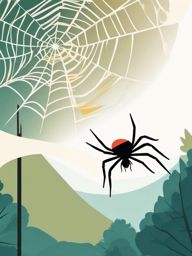 Spider Spinning a Web Clip Art - Spider busy spinning its intricate web,  color vector clipart, minimal style