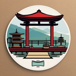 Japanese Ryokan Sticker - Transport yourself to Japan with the serene and traditional Japanese ryokan sticker, , sticker vector art, minimalist design