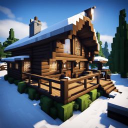 rustic log cabin in the heart of a snowy forest - minecraft house ideas minecraft block style