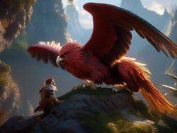 Gryphon Hatchling Nuzzling a Barbarian in the Elemental Plane detailed matte painting, deep color, fantastical, intricate detail, splash screen, complementary colors, fantasy concept art, 8k resolution trending on artstation unreal engine 5