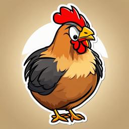 Chicken cartoon - clucking barnyard bird  cartoon sticker style