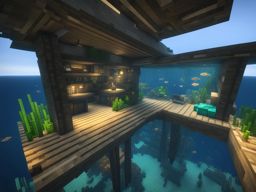 underwater research station with marine life observation - minecraft house design ideas 