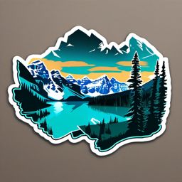 Banff Moraine Lake sticker- Turquoise glacial lake in Banff National Park, , sticker vector art, minimalist design