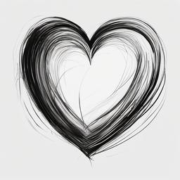 sketch of a heart  minimal rough sketch scribbles,doodles,black and white