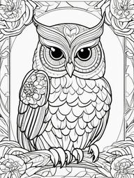 Owl Coloring Pages - Owl with a baby owl  simple coloring pages