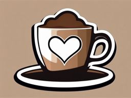 Coffee Cup with Heart Sticker - Coffee cup with a heart-shaped design, ,vector color sticker art,minimal