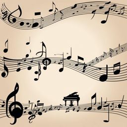 music notes clipart - graceful music notes, suspended in the air, composing harmonious tunes in a concert hall 