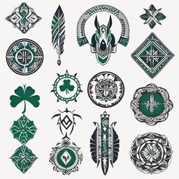 irish native american tattoos  simple color tattoo,minimal,white background