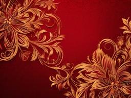 A Red Background-Warm red background with velvet texture and floral accents  background wallpaper